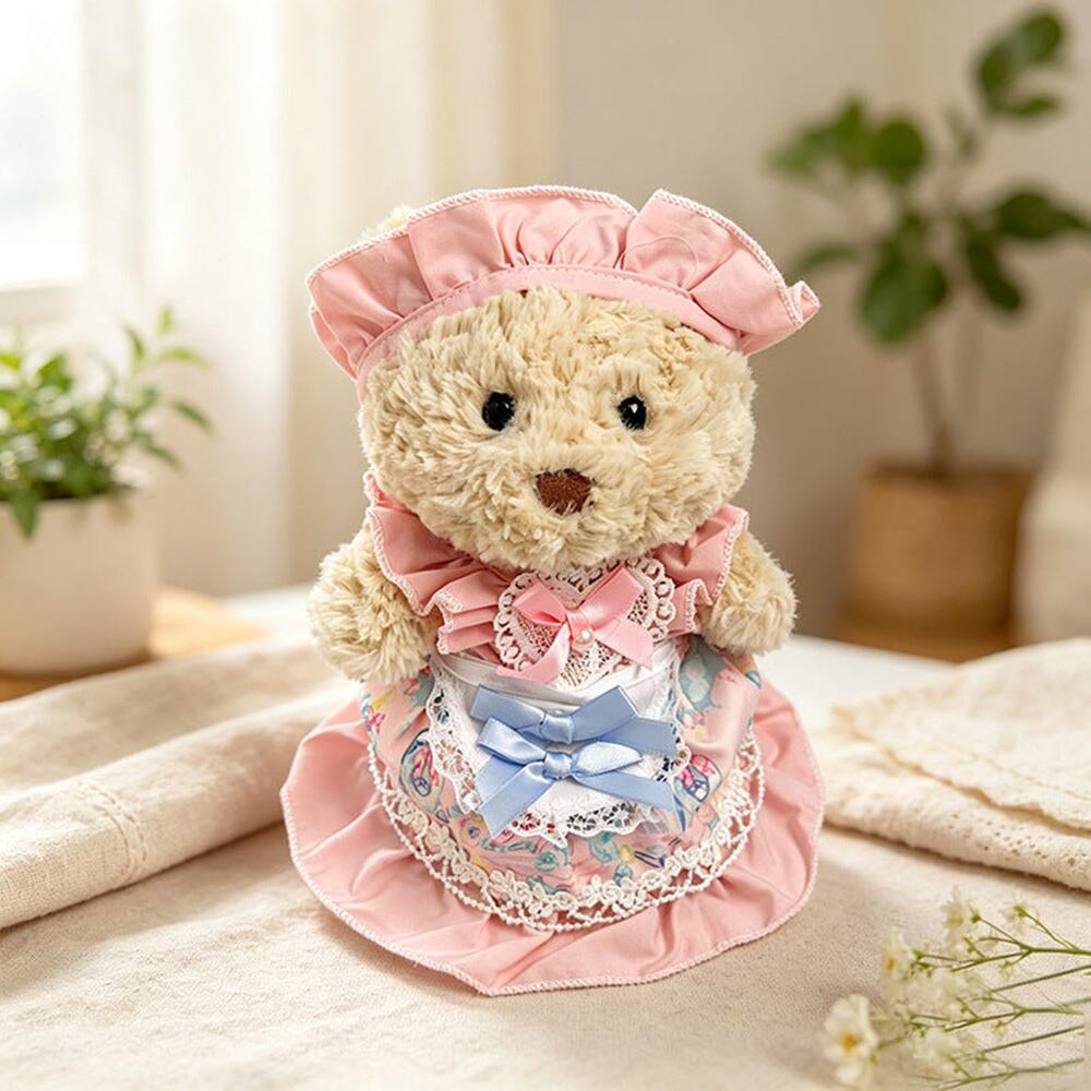 Junior Bartholomew Bear clothes outfits -Pink Ruffle Dress